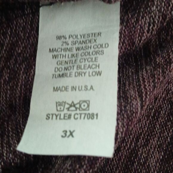 American Curvy  purple long sleeve super soft tunic  ruffle sleeve Sz 3X NWOT - Picture 9 of 9